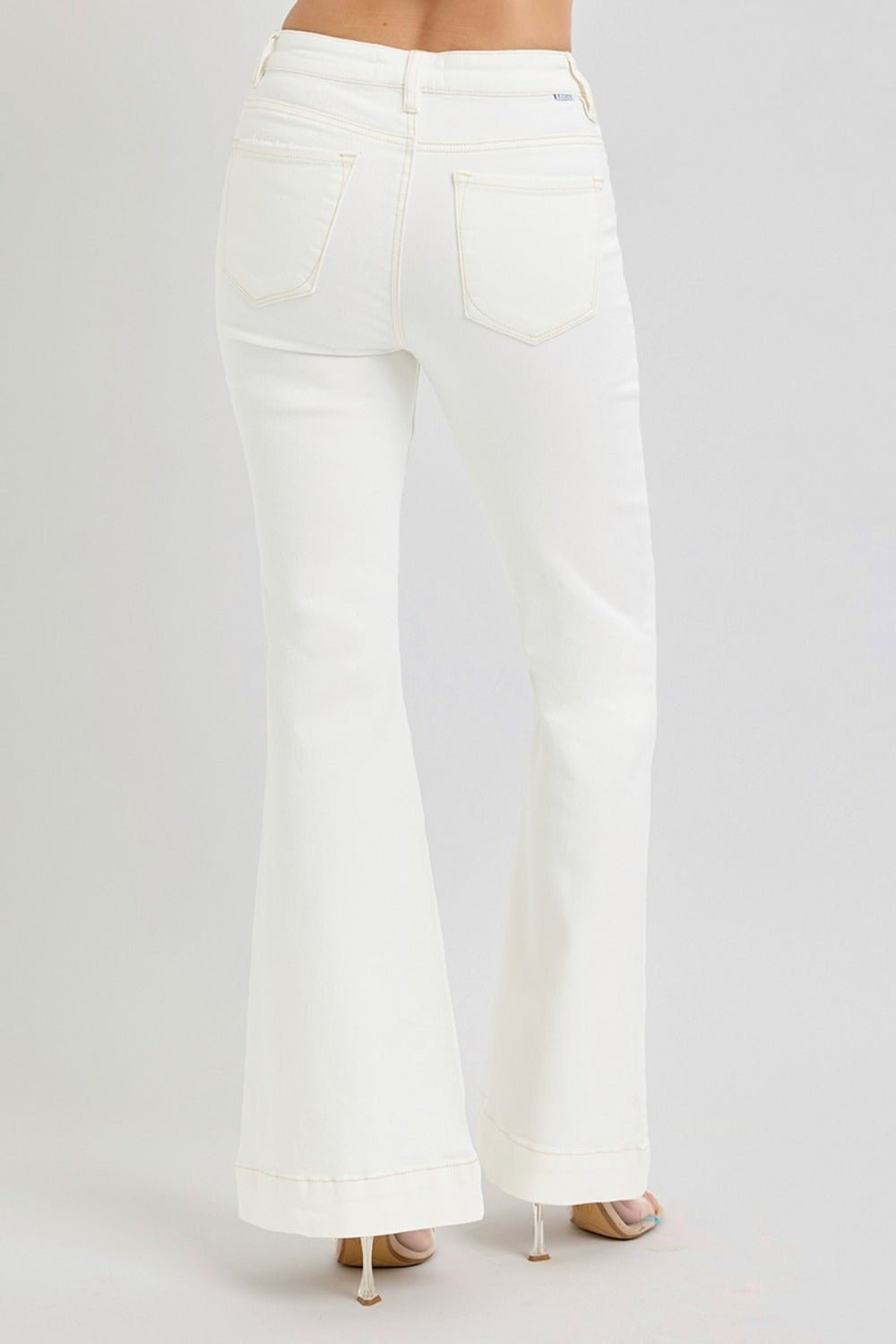 RISEN Full Size High Rise Front Patch Pocket Flare Jeans - Robbi & Angel