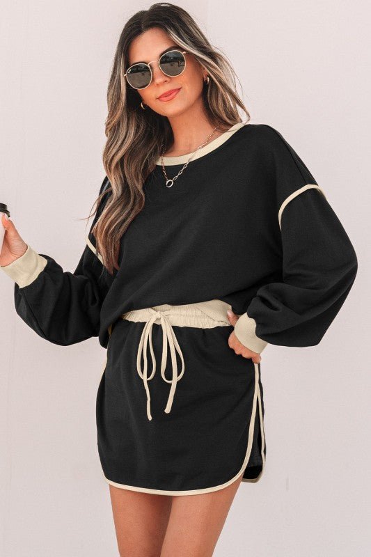 Colorblock Long Sleeve Top and Skort Set - Robbi & Angel