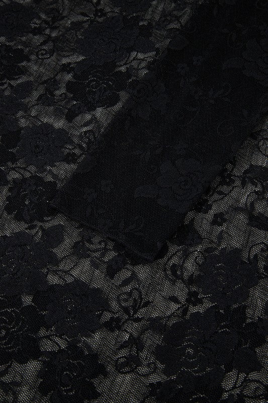 Floral Lace Sheer Mesh Long Sleeve Top - Robbi & Angel