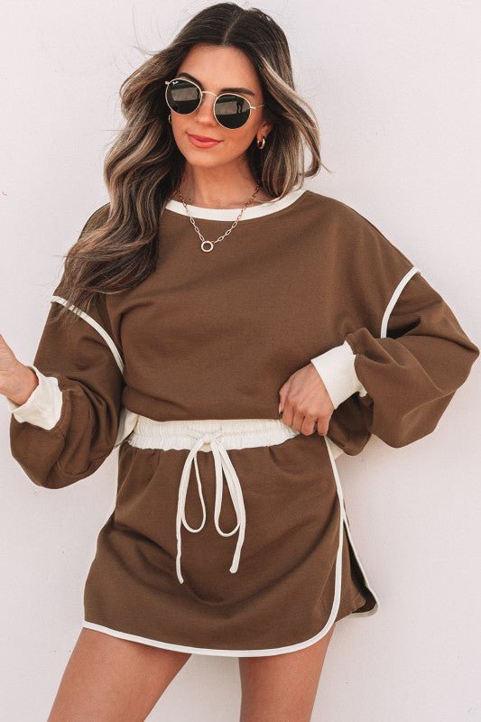Colorblock Long Sleeve Top and Skort Set - Robbi & Angel