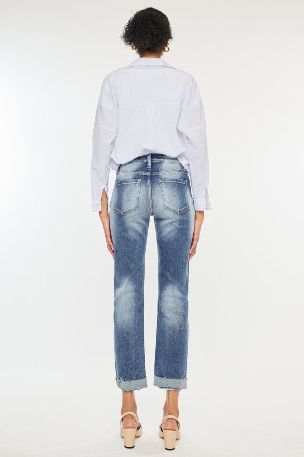 Kancan High Rise Cuffed Straight Jeans - Robbi & Angel
