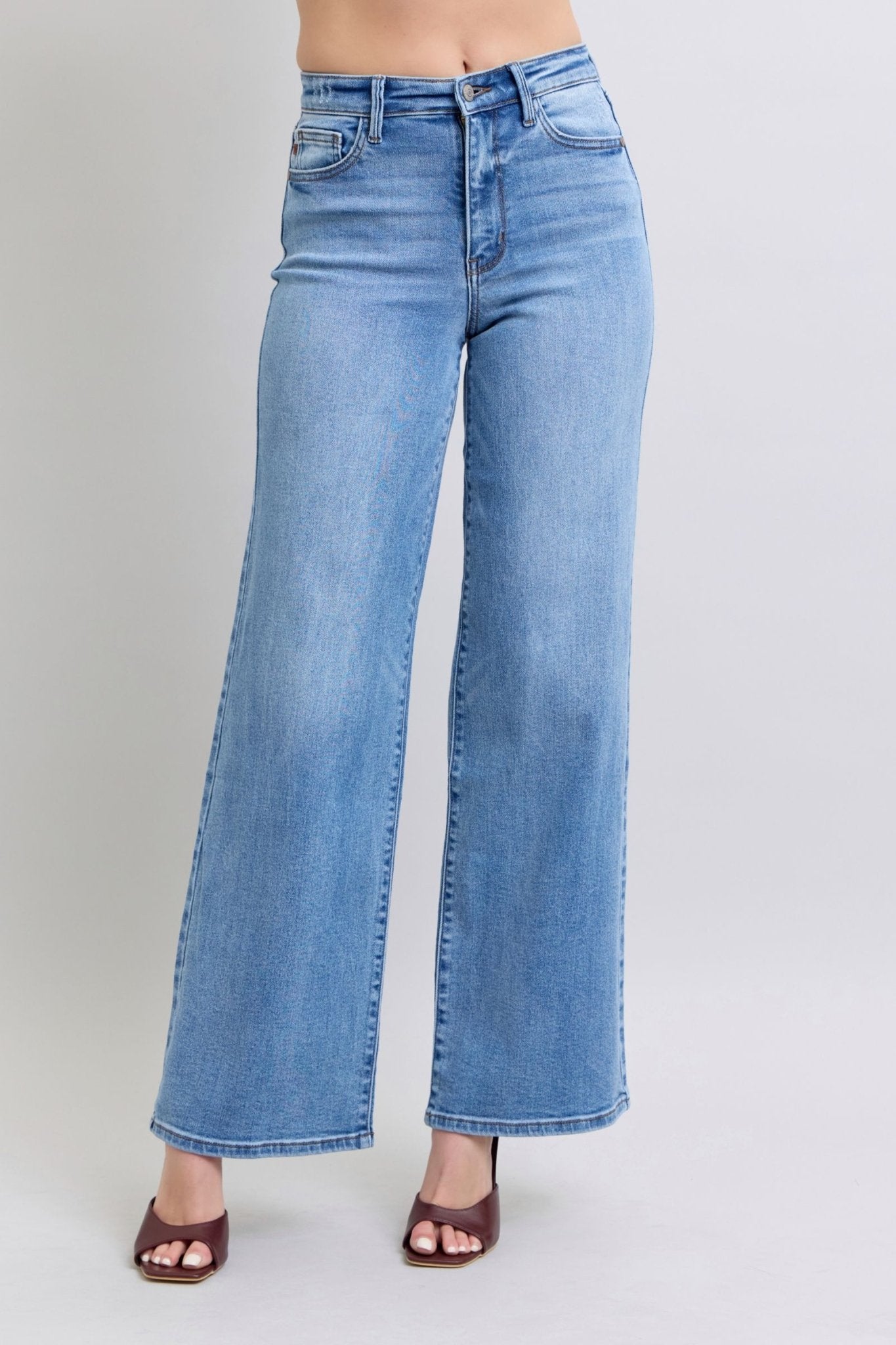 Judy Blue Full Size Wide Leg Jeans with Pockets - Robbi & Angel
