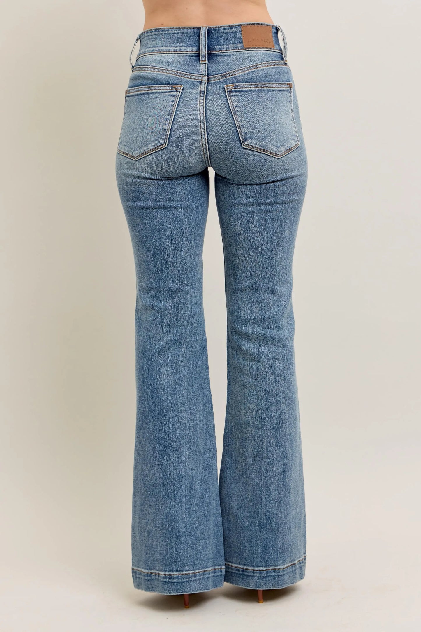 Judy Blue Full Size High - Waist Flare Denim Jeans with Front Seam Detail Plus Size - Robbi & Angel