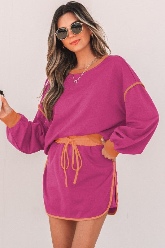 Colorblock Long Sleeve Top and Skort Set - Robbi & Angel
