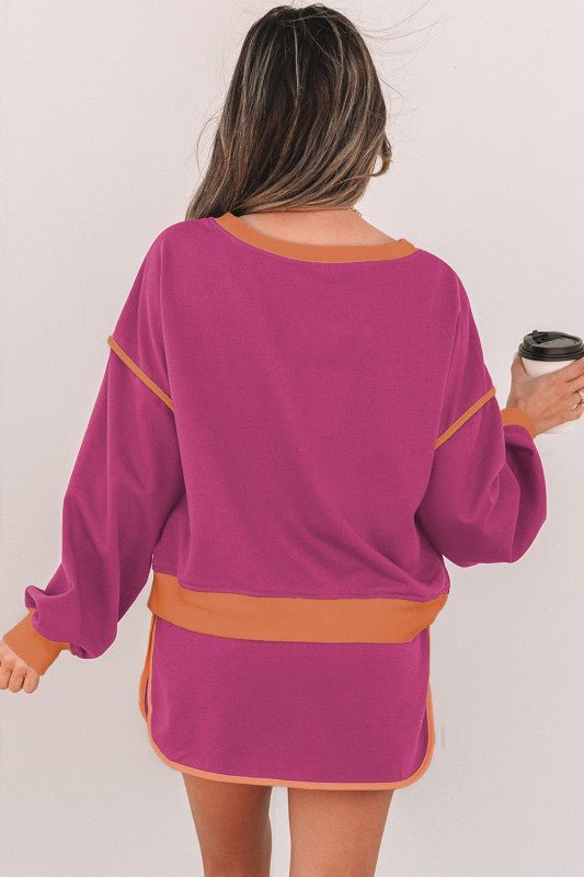 Colorblock Long Sleeve Top and Skort Set - Robbi & Angel