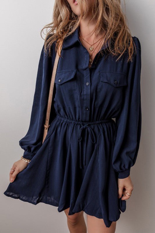 Kim Chest Pockets Tunic Shirt Mini Dress - Robbi & Angel