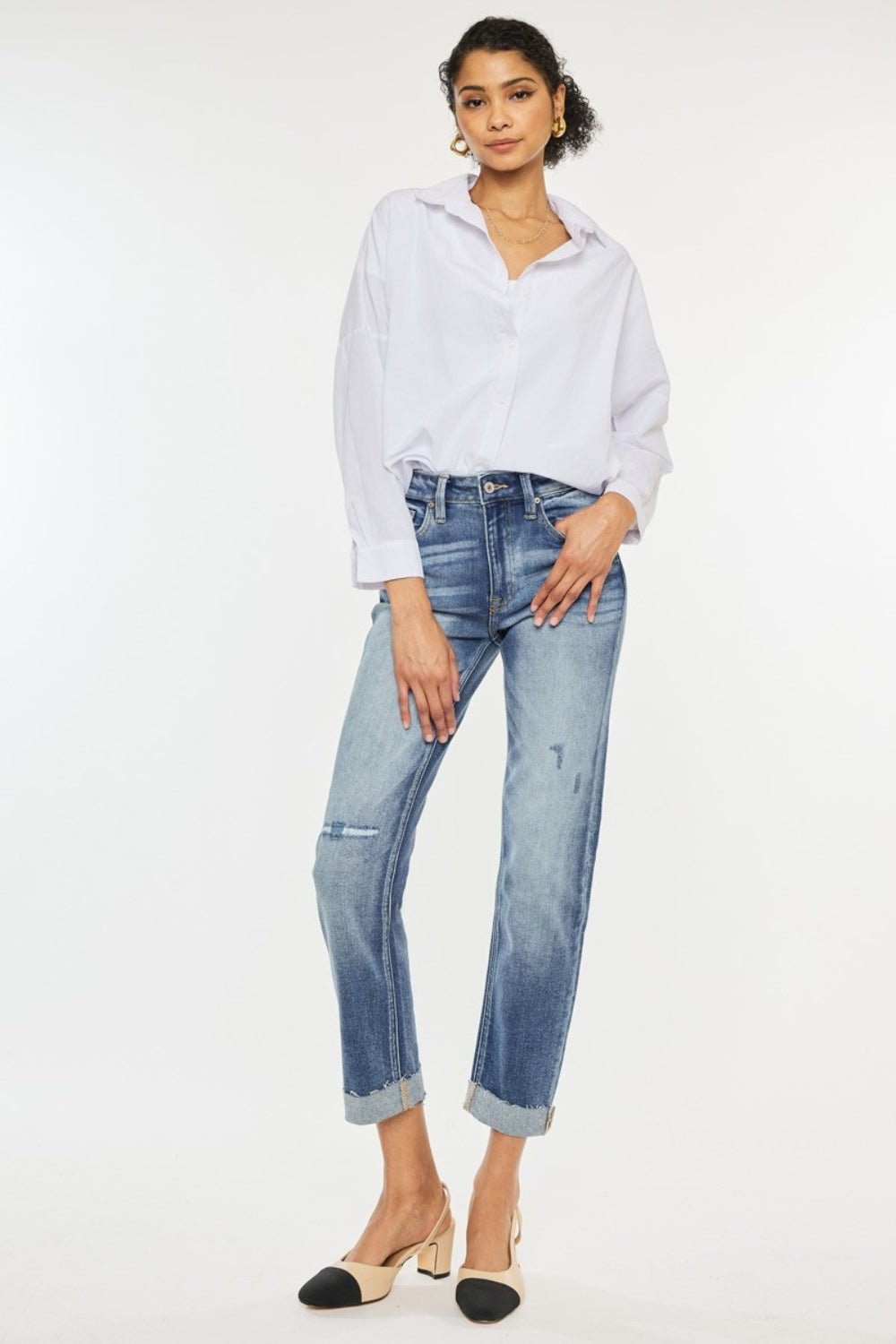 Kancan High Rise Cuffed Straight Jeans - Robbi & Angel