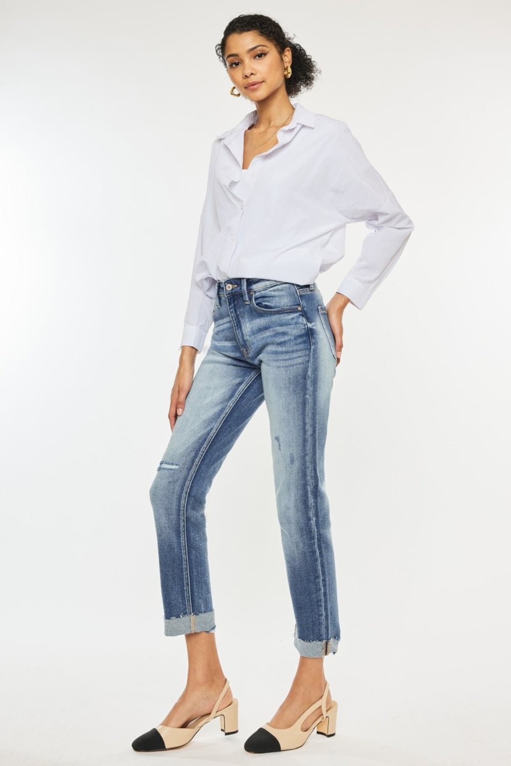 Kancan High Rise Cuffed Straight Jeans - Robbi & Angel