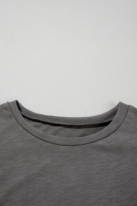 Dark Grey Ruffle Sleeve Plain Blouse - Robbi & Angel