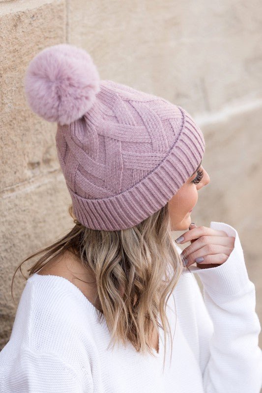 Chunky Knit Fur Pom Beanie - Robbi & Angel