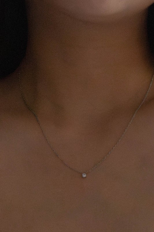 Classic Single Stone Necklace | Silver - Robbi & Angel