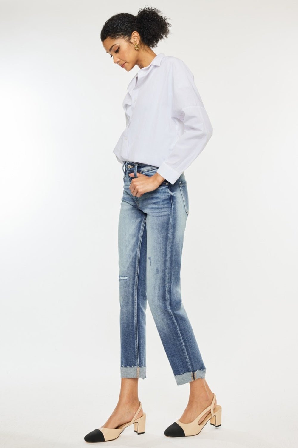 Kancan High Rise Cuffed Straight Jeans - Robbi & Angel