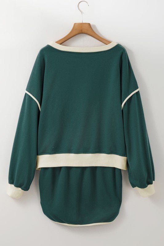 Colorblock Long Sleeve Top and Skort Set - Robbi & Angel