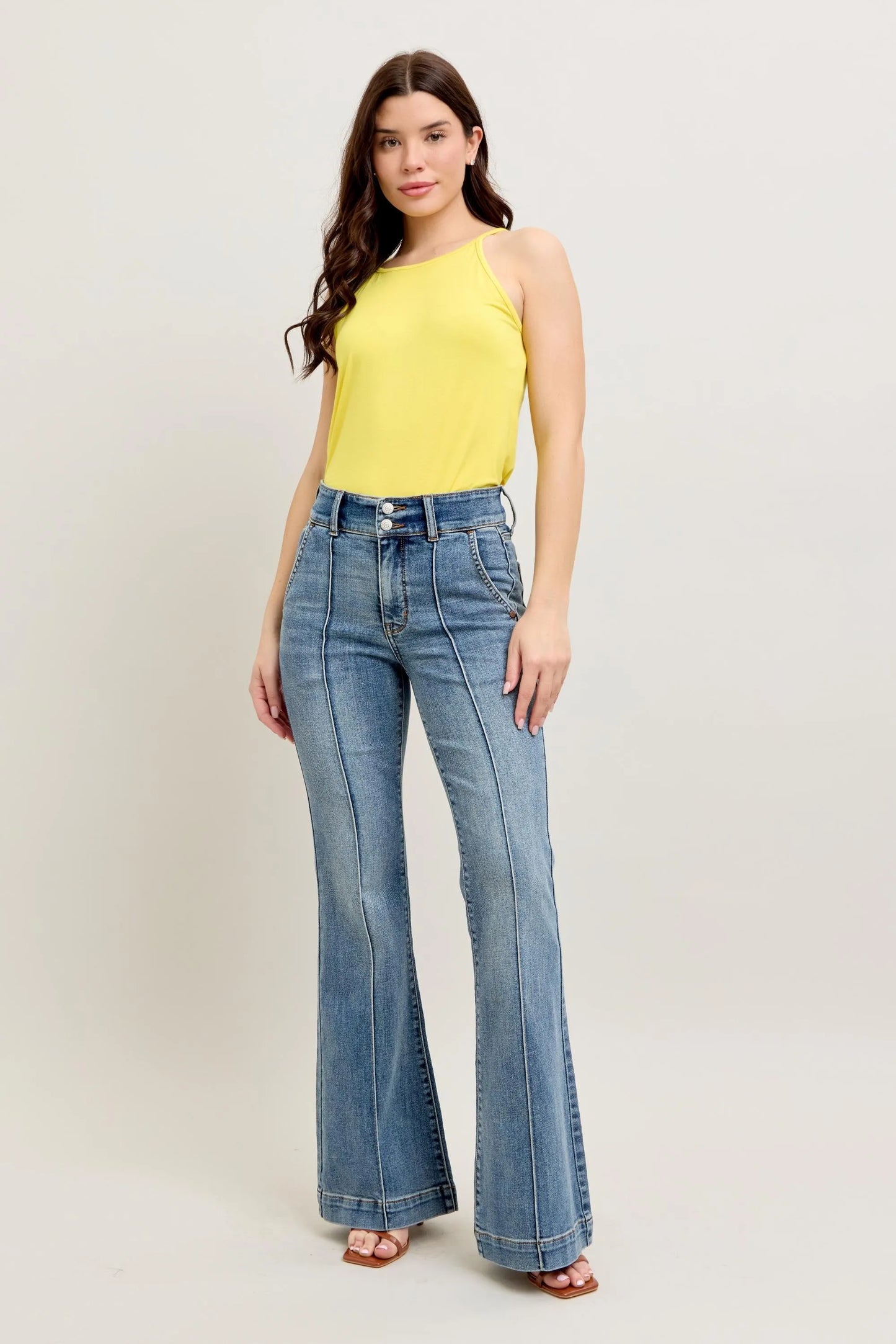 Judy Blue Full Size High - Waist Flare Denim Jeans with Front Seam Detail Plus Size - Robbi & Angel
