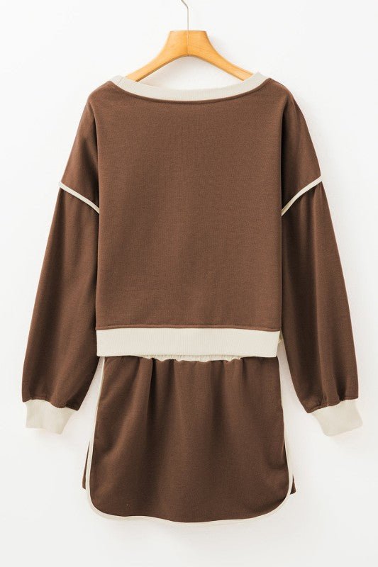 Colorblock Long Sleeve Top and Skort Set - Robbi & Angel