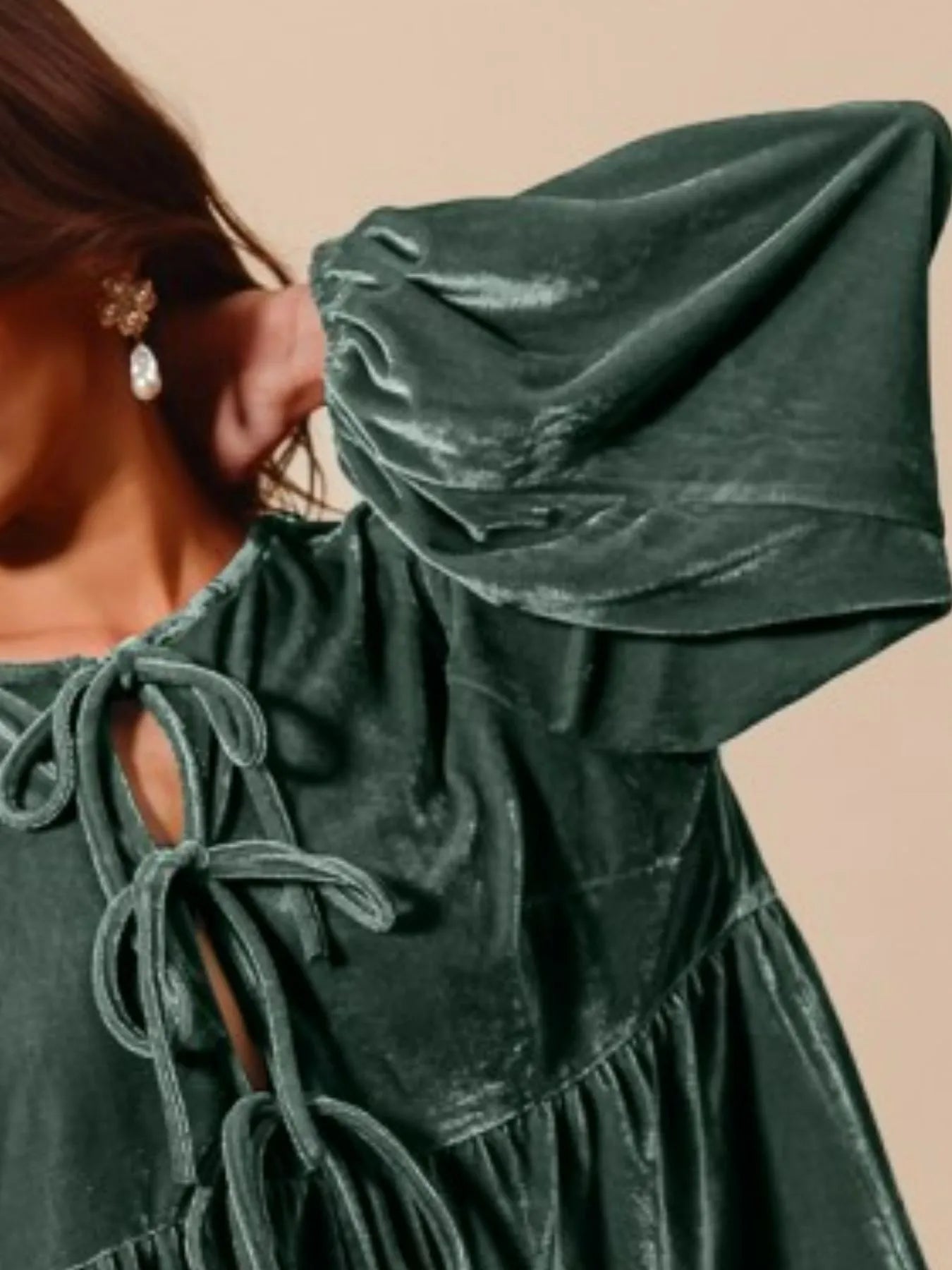 SO ME Spaghetti Strap Front Tie Velvet Holiday Blouse - Robbi & Angel