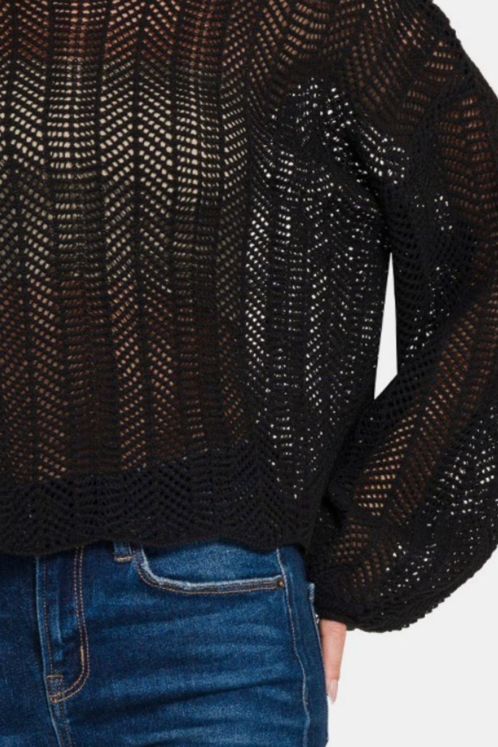 Zenana Hollow Out Long Sleeve Knit Cover Up - Robbi & Angel