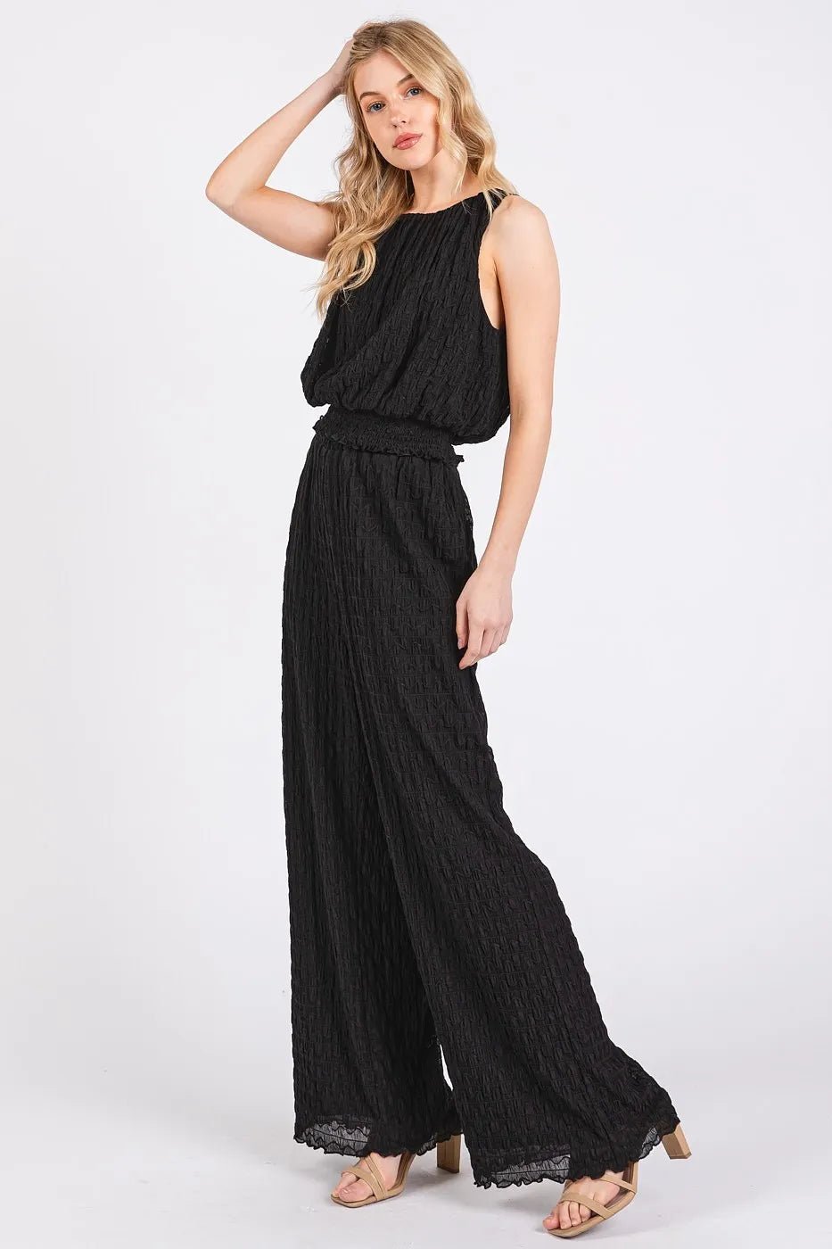 Mittoshop Textured Stretchy Crop Tank and Pants Set - Robbi & Angel