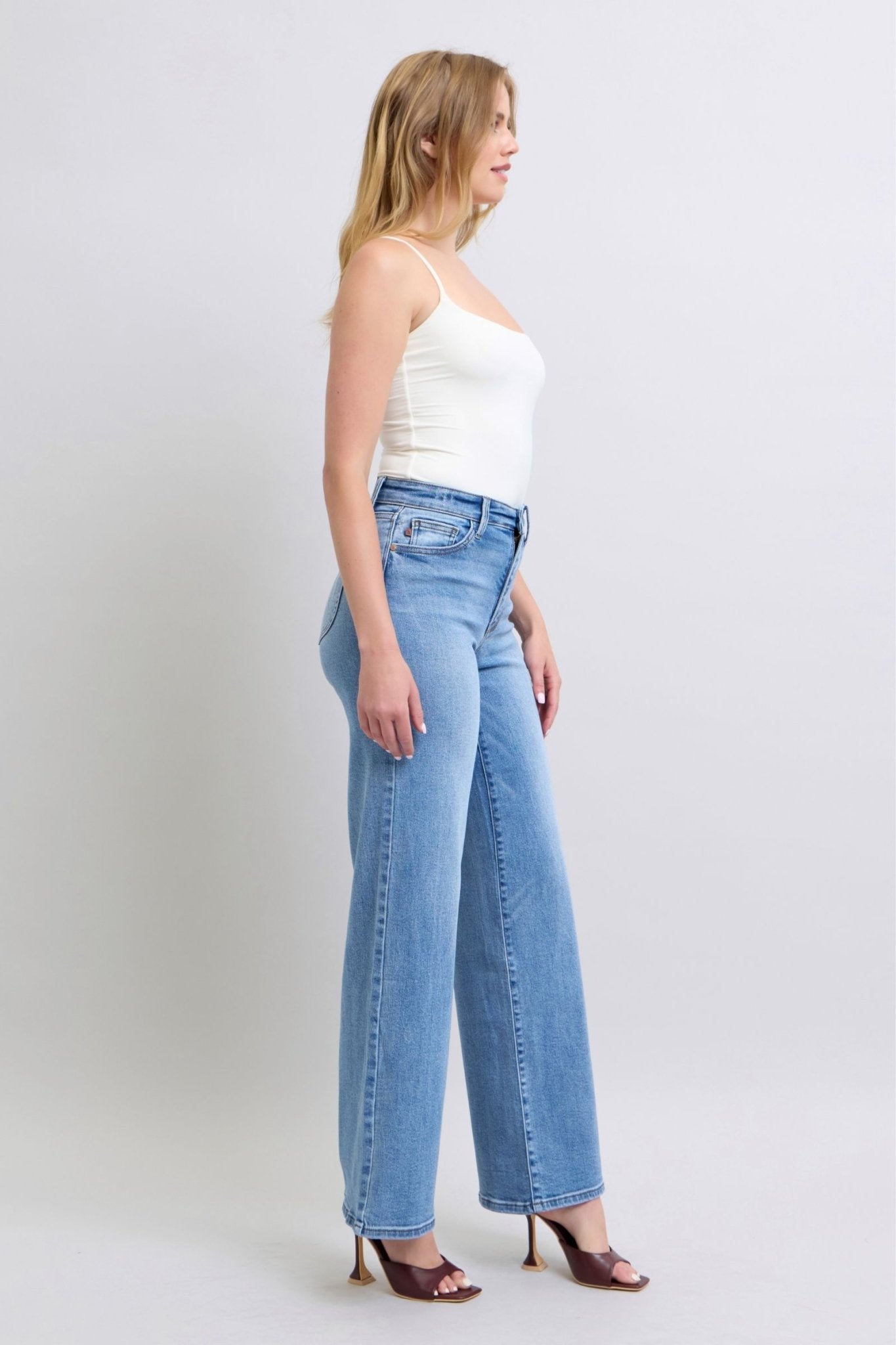 Judy Blue Full Size Wide Leg Jeans with Pockets - Robbi & Angel