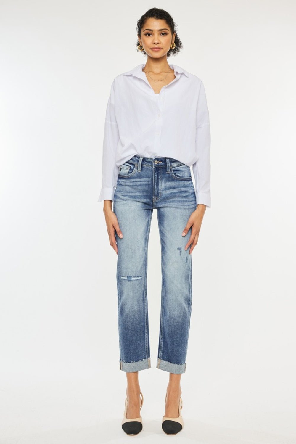 Kancan High Rise Cuffed Straight Jeans - Robbi & Angel