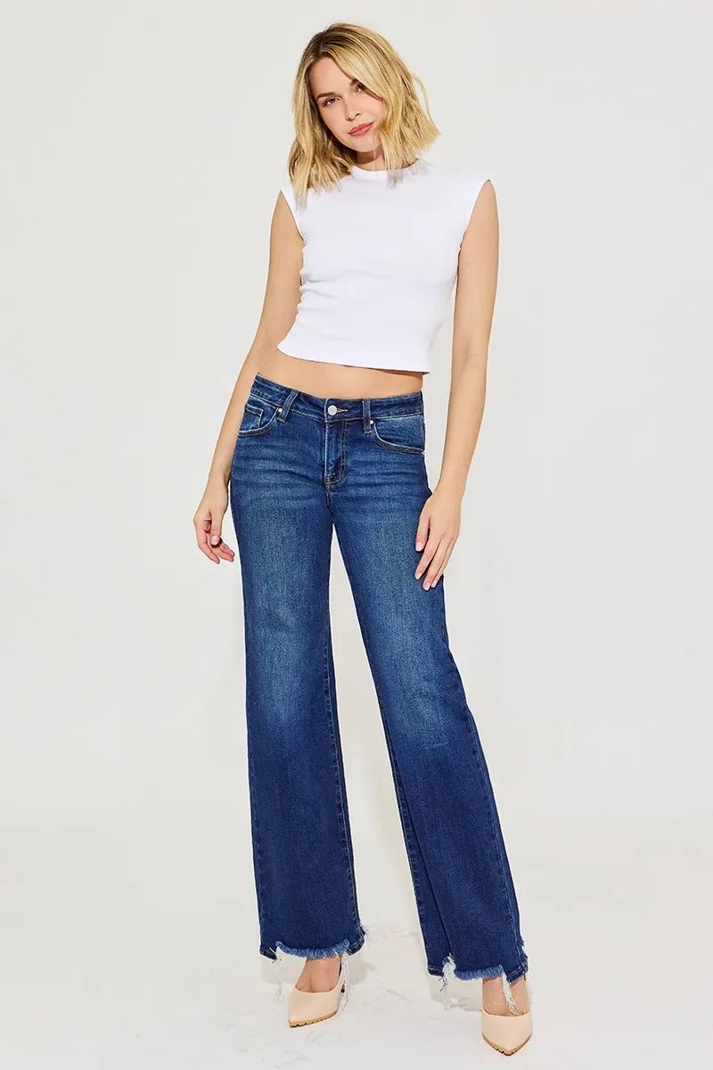 RISEN Full Size Low Rise Wide Leg Jeans Plus Size - Robbi & Angel