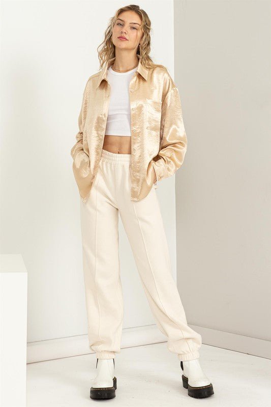 Cute Take High - Waisted Pintuck Sweatpants - Robbi & Angel