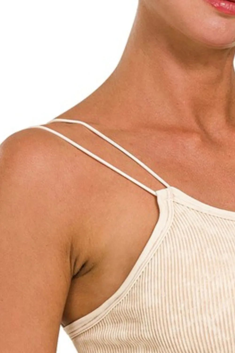 Zenana Washed Ribbed Seamless Double Strap Brami - Robbi & Angel