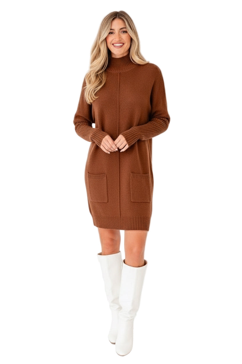 Mia Center Seam Shift Long Sleeve Mid Length Sweater Dress With Pockets - Robbi & Angel Threaded Pear $84.99 Mia Center Seam Shift Long Sleeve Mid Length Sweater Dress With Pockets - Robbi & Angel Threaded Pear $84.99