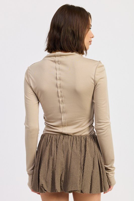 MOCK NECK LONG SLEEVE JERSEY TOP - Robbi & Angel