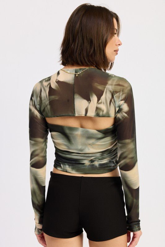 PRINTED MUSH TUBE TOP WITH DETACHABLE SHRUG - Robbi & Angel