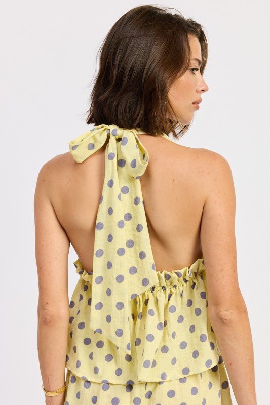TIE BACK HALTER TOP WITH RUFFLE DETAIL - Robbi & Angel