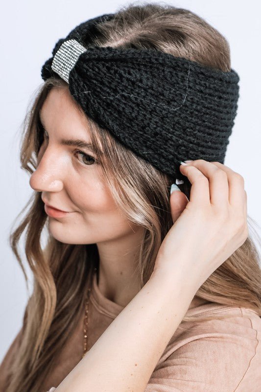 WINTER RHINESTONE BOW KNITTED HEAD BAND - Robbi & Angel