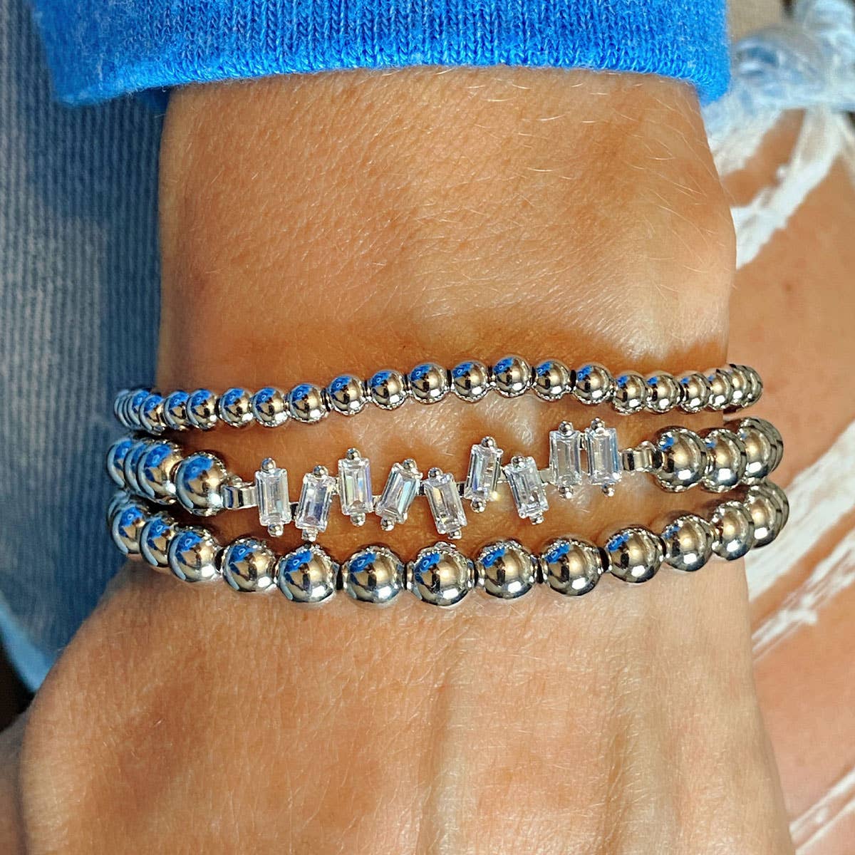 Ella Baguette Bar Beaded Bracelet - Robbi & Angel
