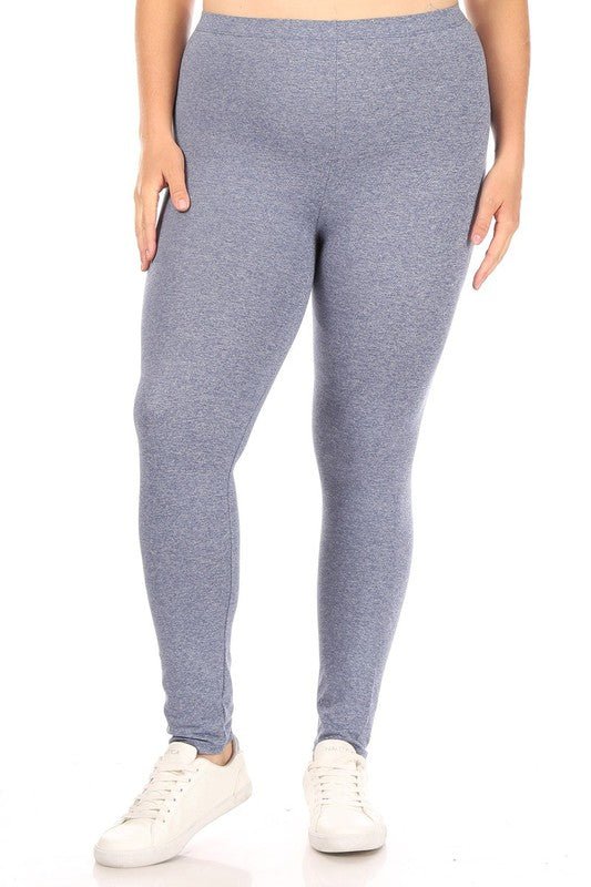 Plus Solid high rise Fitted leggings - Robbi & Angel