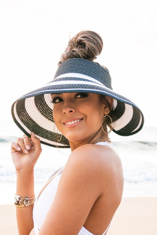Foldable Wide Stripe Bow Visor - Robbi & Angel