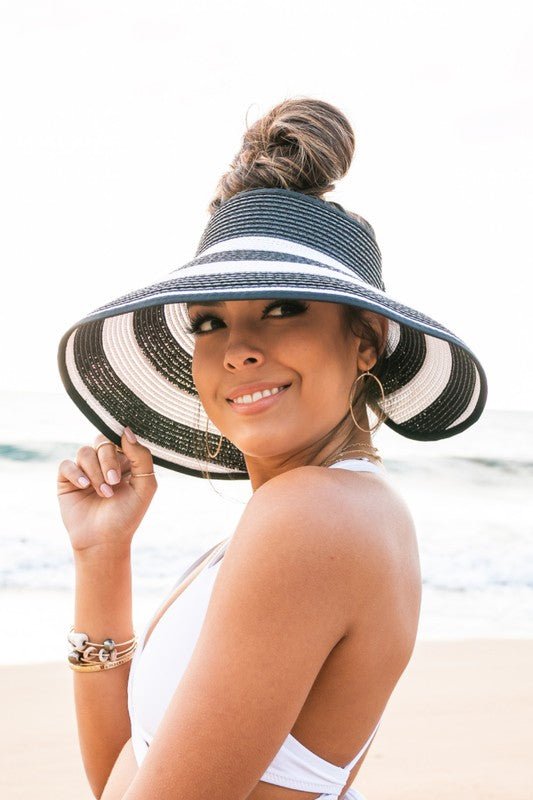 Foldable Wide Stripe Bow Visor - Robbi & Angel