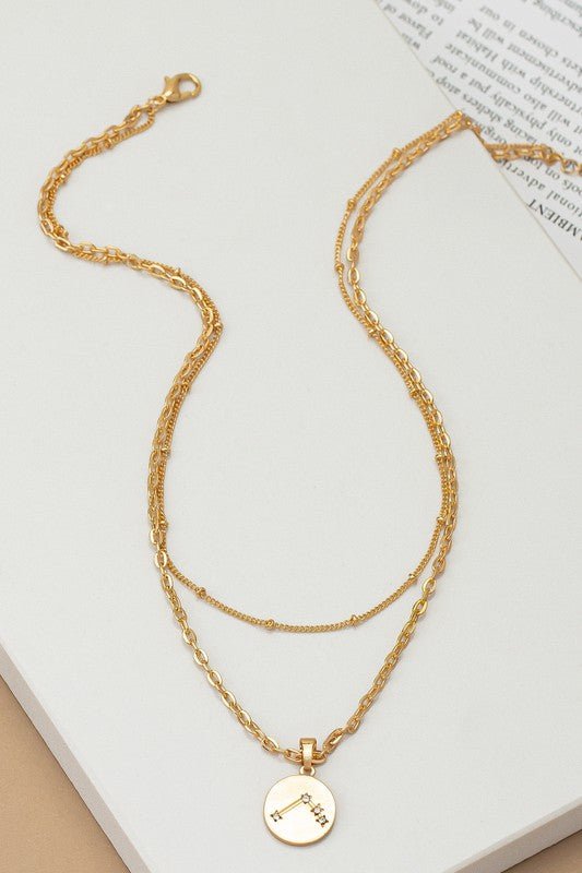 zodiac sign pendant necklace with rhinestones - Robbi & Angel