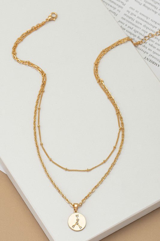 zodiac sign pendant necklace with rhinestones - Robbi & Angel