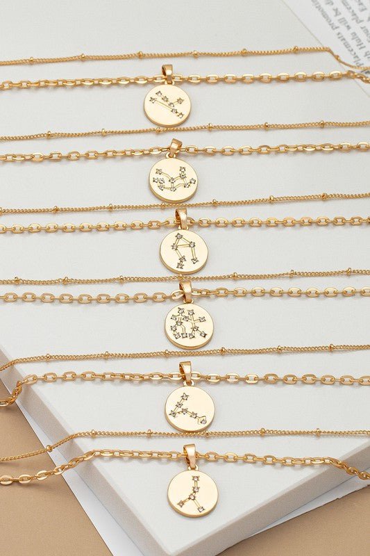 zodiac sign pendant necklace with rhinestones - Robbi & Angel