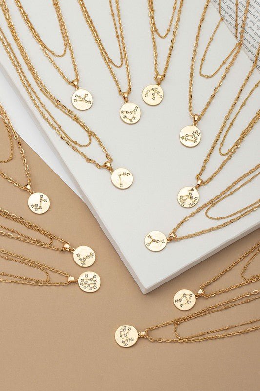 zodiac sign pendant necklace with rhinestones - Robbi & Angel