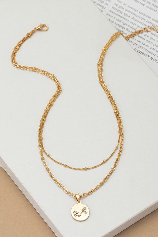 zodiac sign pendant necklace with rhinestones - Robbi & Angel