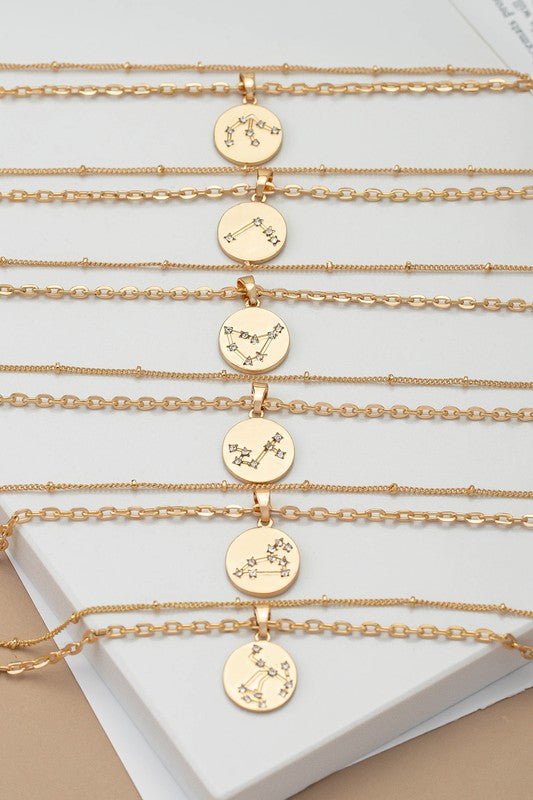 zodiac sign pendant necklace with rhinestones - Robbi & Angel