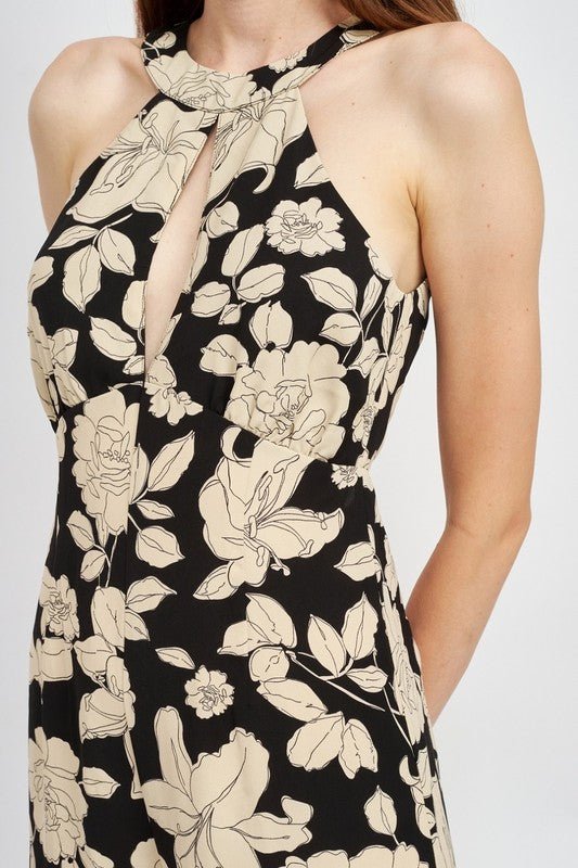 FLORAL HALTERNECK JUMPSUIT WITH OPEN BACK - Robbi & Angel