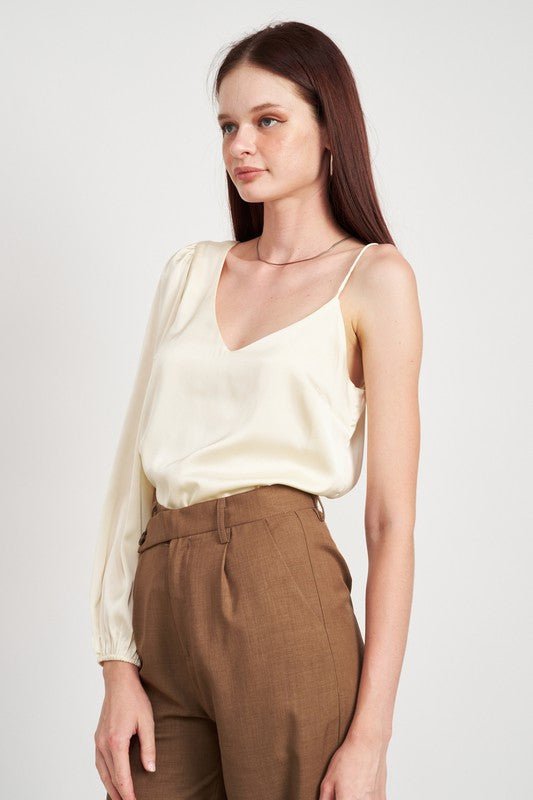 ONE SHOULDER BLOUSE WITH SPAGHETTI STRAP - Robbi & Angel