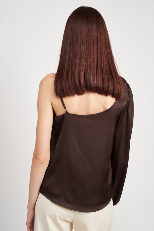 ONE SHOULDER BLOUSE WITH SPAGHETTI STRAP - Robbi & Angel