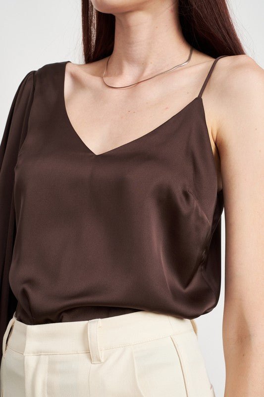 ONE SHOULDER BLOUSE WITH SPAGHETTI STRAP - Robbi & Angel