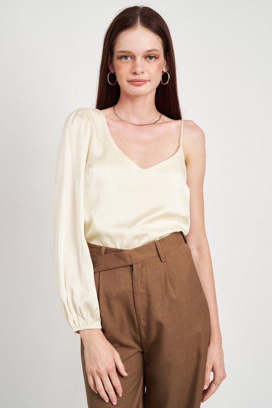 ONE SHOULDER BLOUSE WITH SPAGHETTI STRAP - Robbi & Angel