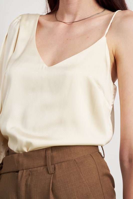 ONE SHOULDER BLOUSE WITH SPAGHETTI STRAP - Robbi & Angel