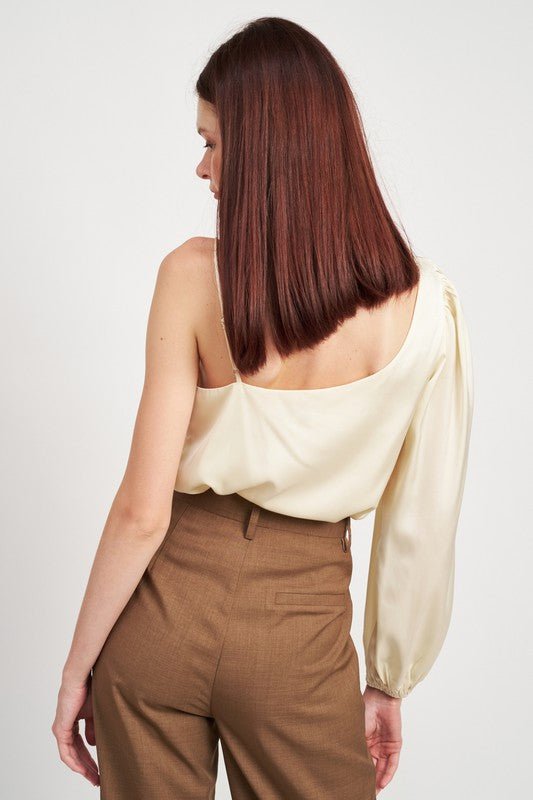 ONE SHOULDER BLOUSE WITH SPAGHETTI STRAP - Robbi & Angel