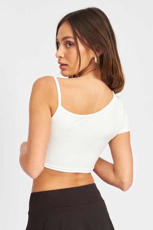 ASYMMETRICAL BINDING CROPPED TOP - Robbi & Angel